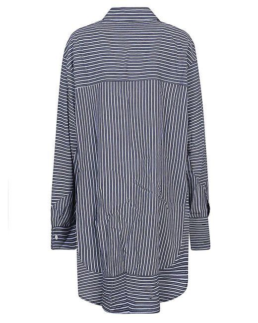Liviana Conti Blue Oversized Striped Shirt