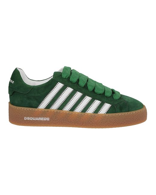 DSquared² Green Textured Sneakers With Retro Patch And Chunky Sole for men