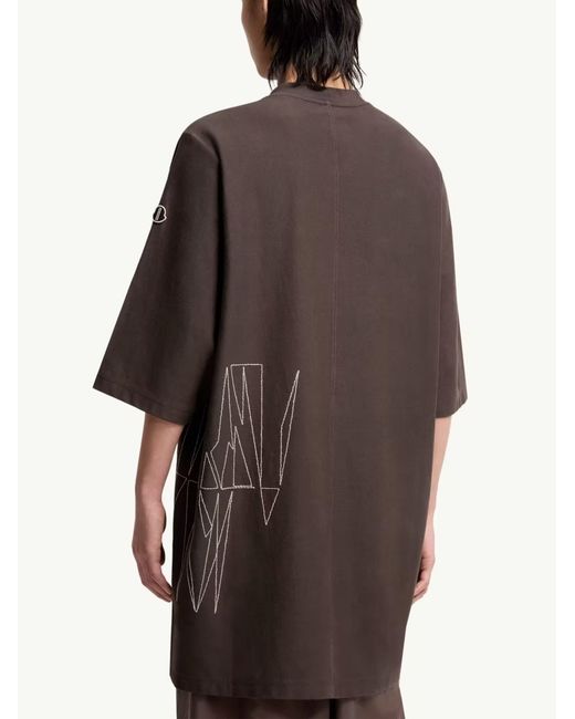 Moncler Brown Rick Owens Jumbo Cotton T-Shirt for men