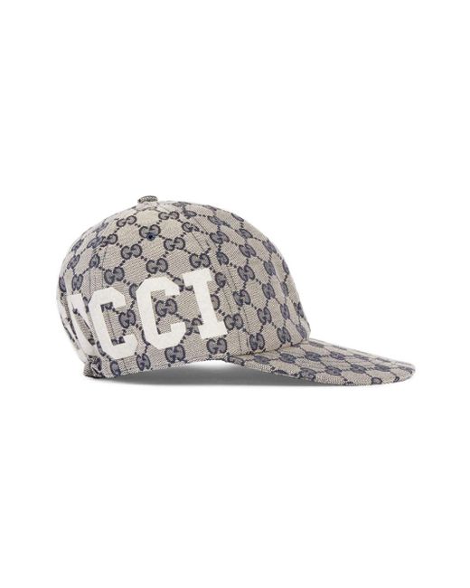 Gucci Gray Gg Cotton Canvas Baseball Hat for men