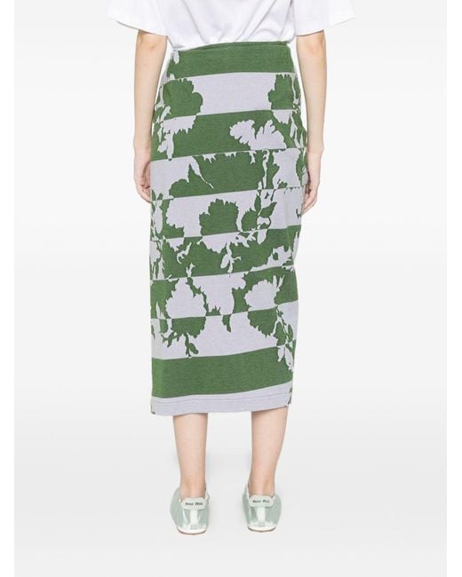 Dries Van Noten Green Hunam Cotton Skirt