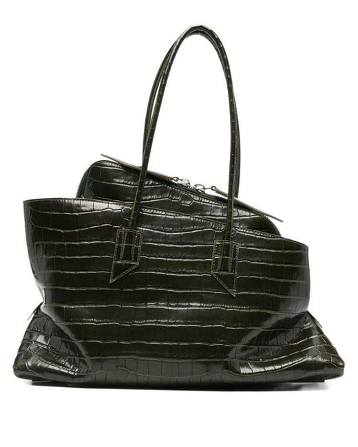The Attico Black La Passeggiata Leather Shoulder Bag