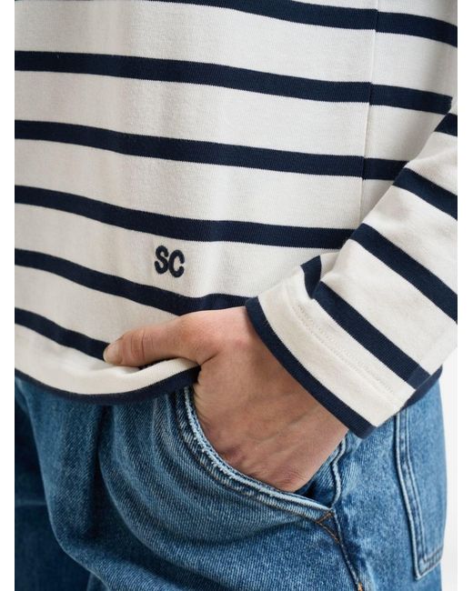 Semicouture Blue Carmelita Striped Cotton Sweater