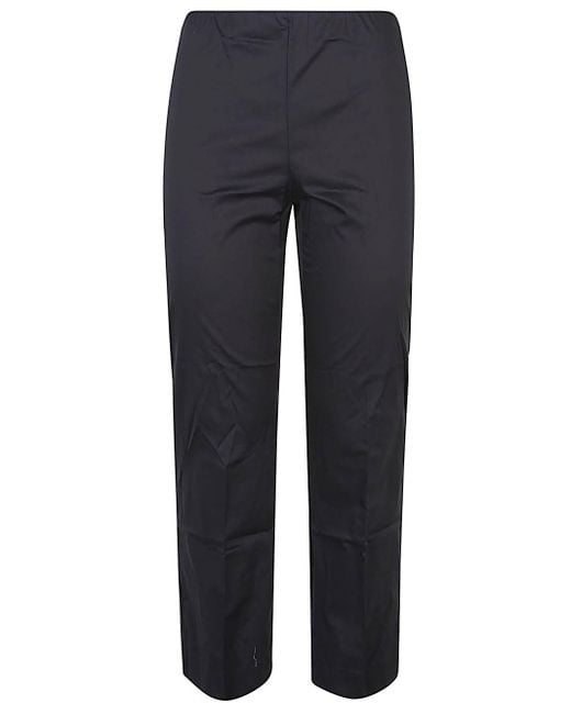 Liviana Conti Blue Cotton Blend Cropped Flared Trousers