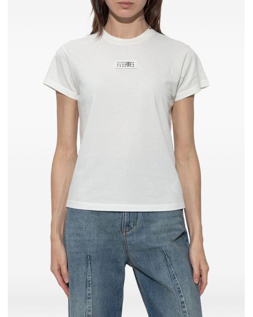 MM6 by Maison Margiela White Logo Cotton T-Shirt