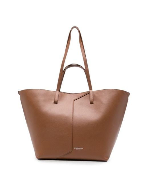 Emporio Armani Brown Medium Leather Tote Bag
