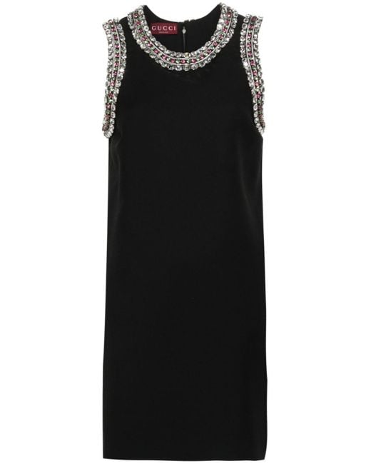 Gucci Black Crystal-embellished Mini Dress