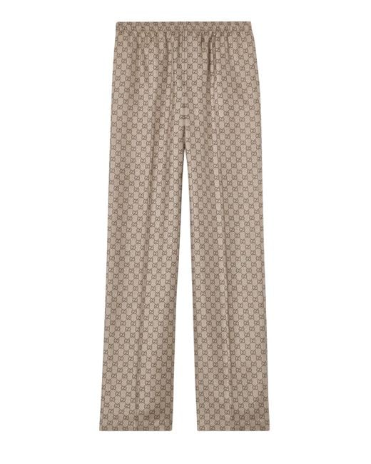 Gucci Natural Silk Twill Trousers for men