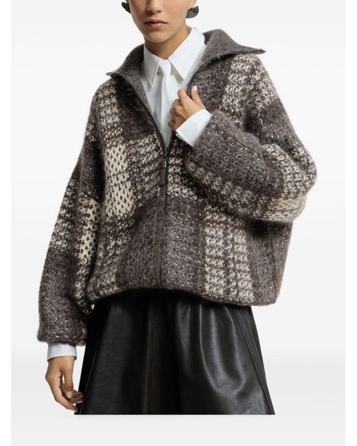 Brunello Cucinelli Black Wool Zipped Cardigan