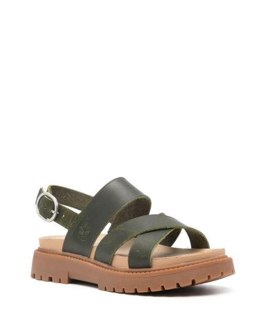 Timberland Green Logo-debossed Leather Sandals