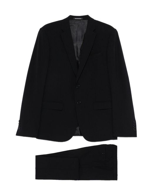 Emporio Armani Black Wool Single-Breasted Suit for men