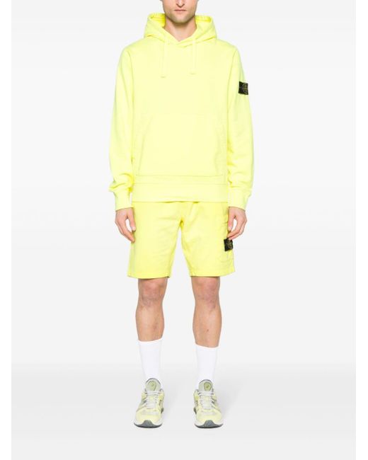 Stone Island Yellow Compass-badge Cotton Track Shorts for men