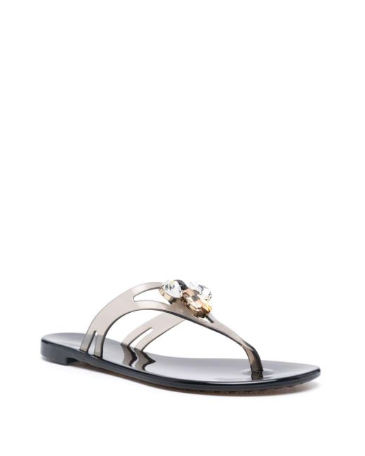 Casadei White Jelly Thong Sandals