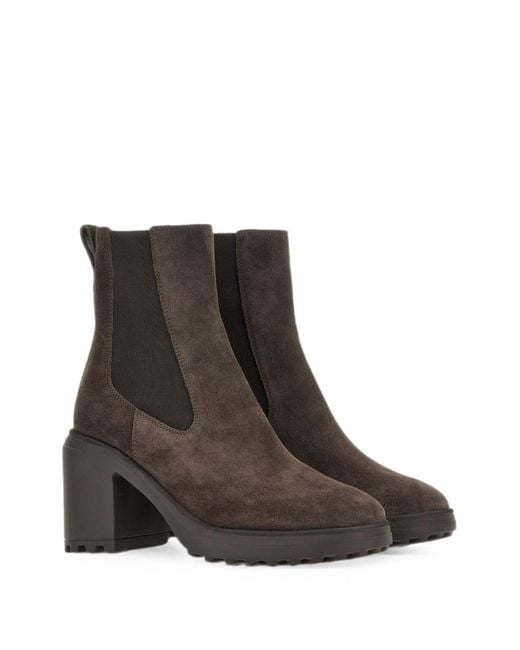 Hogan Brown H724 Leather Chelsea Boots