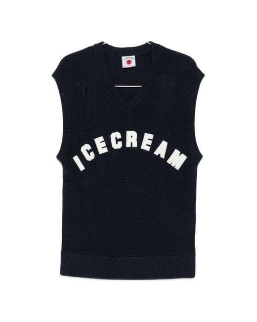 ICECREAM Blue Wool Blend Vest for men