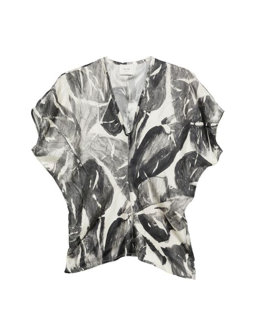Alysi Gray Printed Silk Shirt