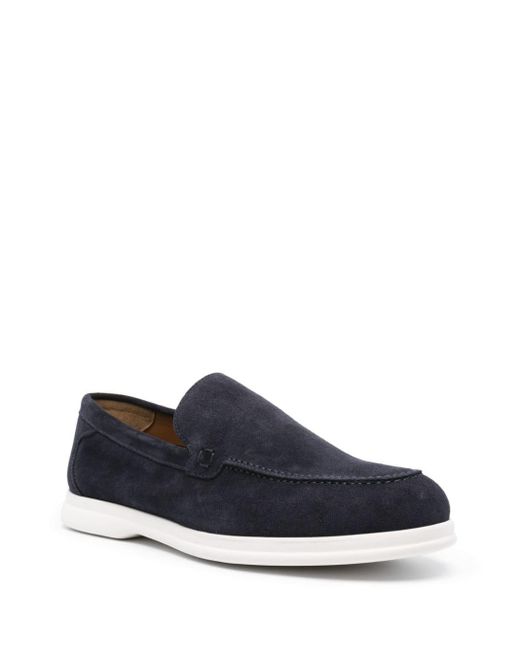 Doucal's Blue Slip-on Suede Loafers for men