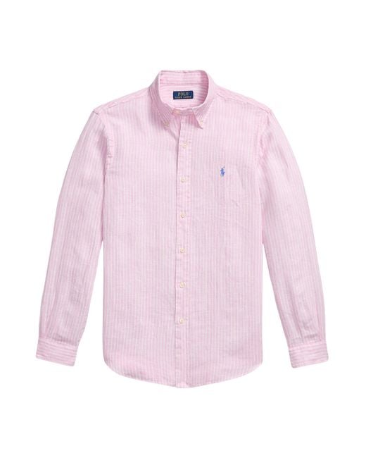 Polo Ralph Lauren Pink Linen Shirt for men