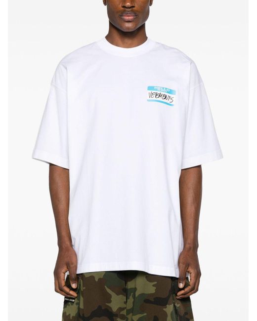 Vetements White My Name Is Cotton T-Shirt