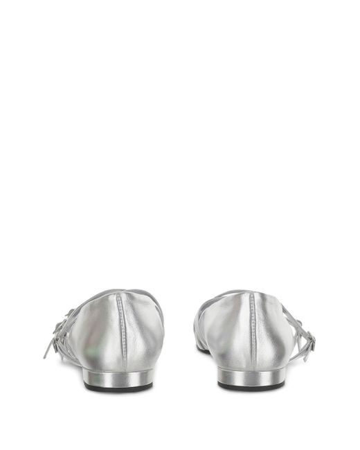 CAREL PARIS White Eloise Leather Ballet Flats