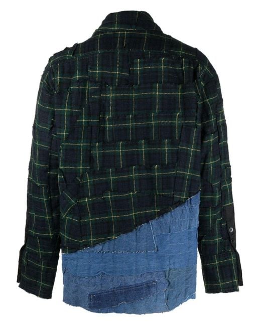Greg Lauren Black Cotton Patchwork Shirt for men