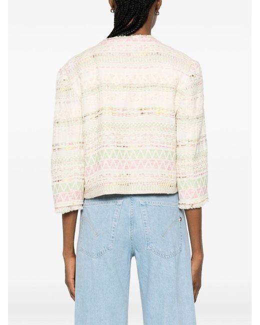 Bye White Cotton Blend Short Jacket