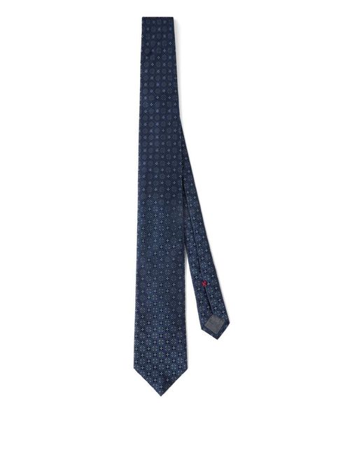 Brunello Cucinelli Blue Silk Tie for men