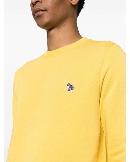 PS by Paul Smith Yellow Zebra Logo Cotton Sweatshirt for men