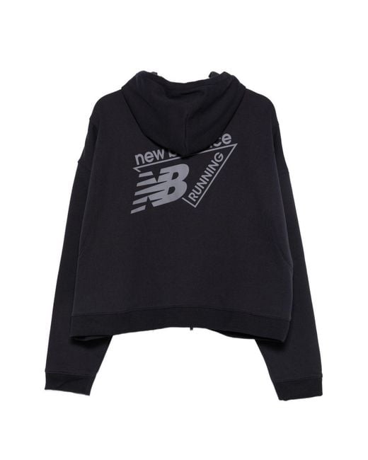 New Balance Blue Logo Cotton Hoodie for men
