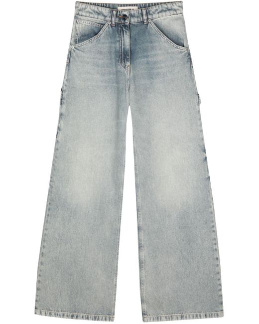 Semicouture Blue Mid-rise Wide-leg Jeans