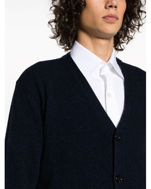 AMI Blue V-neck Cashmere-blend Cardigan for men