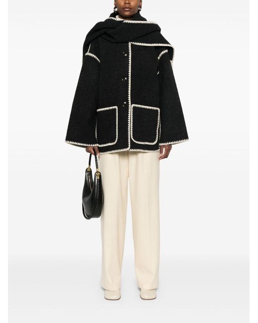 Totême  Blue Embroidered Scarf Wool Jacket