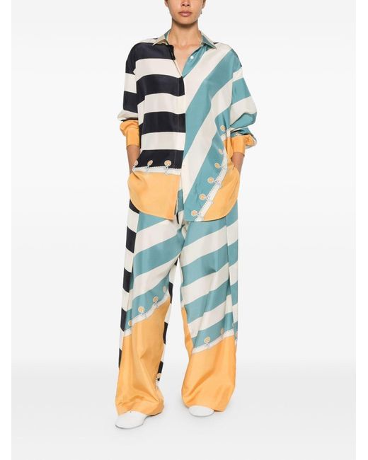 Loewe Blue Printed Silk Trousers