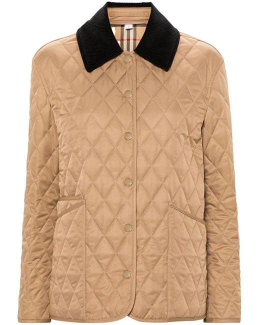 Burberry Brown Corduroy-collar Quilted Jacket