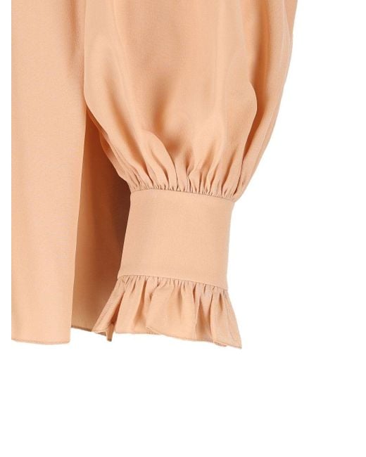 Chloé Natural Sand Oversized Ruffle Top
