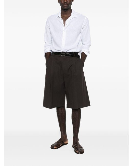 Emporio Armani White Linen Blend Shirt for men