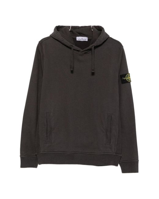 Stone Island Black Cotton Hoodie for men