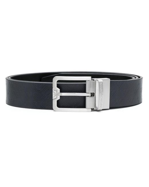 Emporio Armani Black Leather Reversible Belt for men
