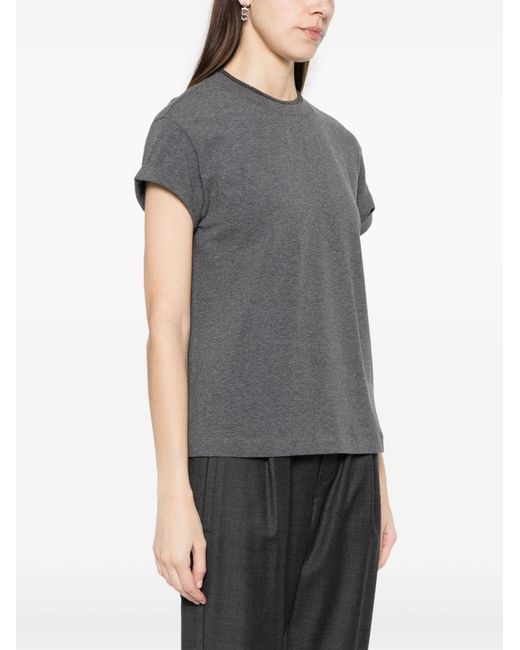 Brunello Cucinelli Gray Bead-embellished T-shirt