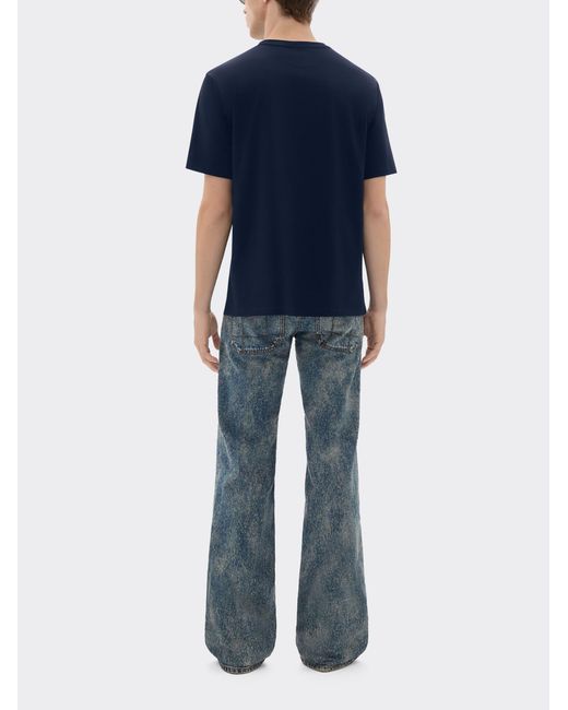 Ferrari Blue Cotton T-Shirt With Logo for men