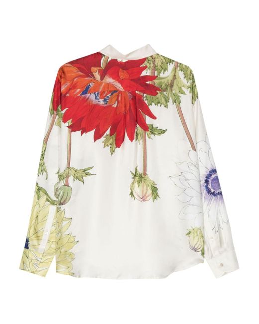 Pierre Louis Mascia White Aloe Floral-print Silk Shirt