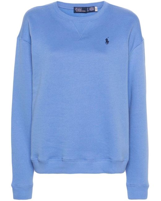 Polo Ralph Lauren Blue Embroidered-logo Jersey Sweatshirt