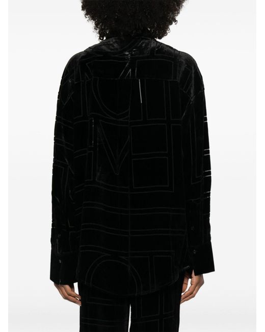 Totême Black Monogram Pajama Shirt