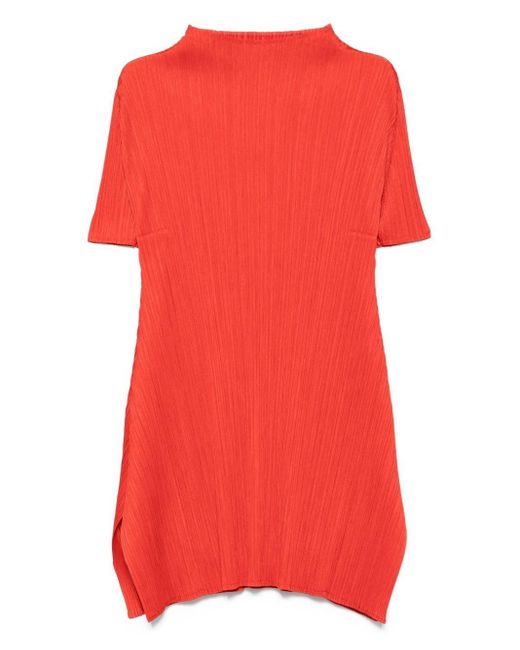 Pleats Please Issey Miyake Red Pleated Midi Tunic