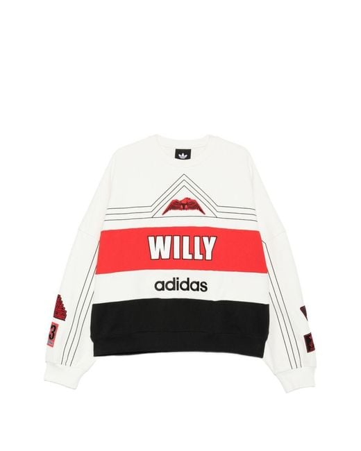 ADIDAS X WILLY CHAVARRIA Red Printed Crewneck Sweater for men