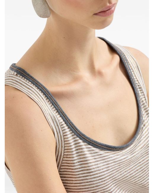 Brunello Cucinelli Brown Linen Tank Top