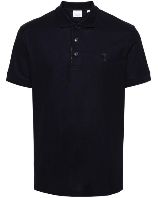 Burberry Blue Logo Cotton Polo Shirt for men
