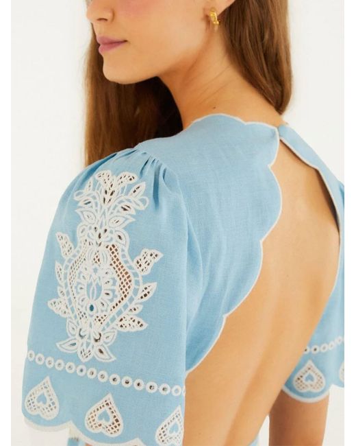 Farm Rio Blue Linen Dress