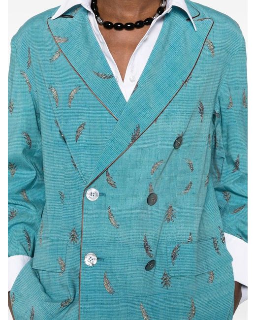Pierre Louis Mascia Blue Printed Silk Jacket
