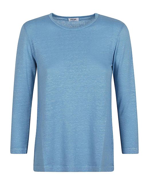 Base London Blue Linen Jersey Long Sleeve T-shirt